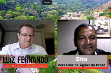 Presidente da Câmara participa de live com o deputado estadual Luiz Fernando Teixeira em busca de apoio para a solução de problemas da cidade 