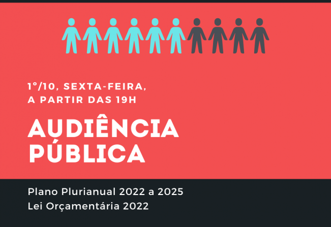 CAMARA MUNICIPAL DISCUTIRÁ, EM AUDIÊNCIA PÚBLICA, O PLANO PLURIANUAL 2022 A 2025 E LEI ORÇAMENTÁRIA PARA 2022