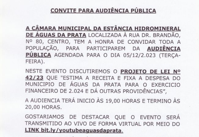 Convite Para Audiência Pública